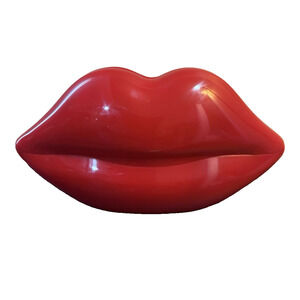 VTG Lulu Guinness Red "The Lips" Clutch Purse Statement Evening Bag Pop Art READ